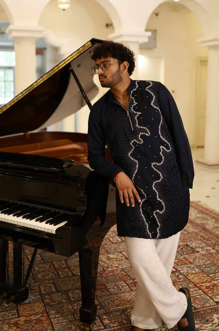Midnight Blue Swaroski Kurta