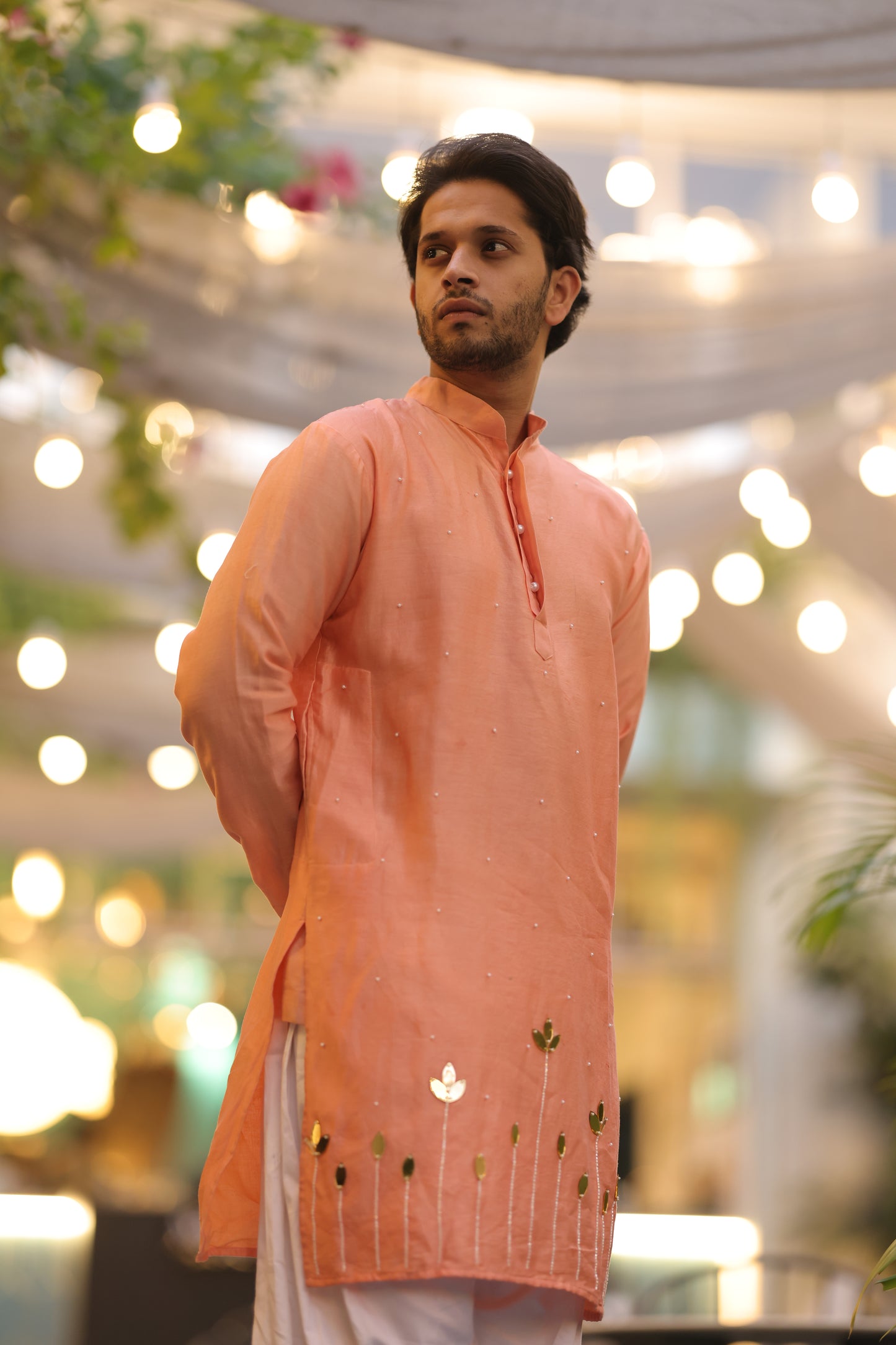 Peach Lotus Kurta