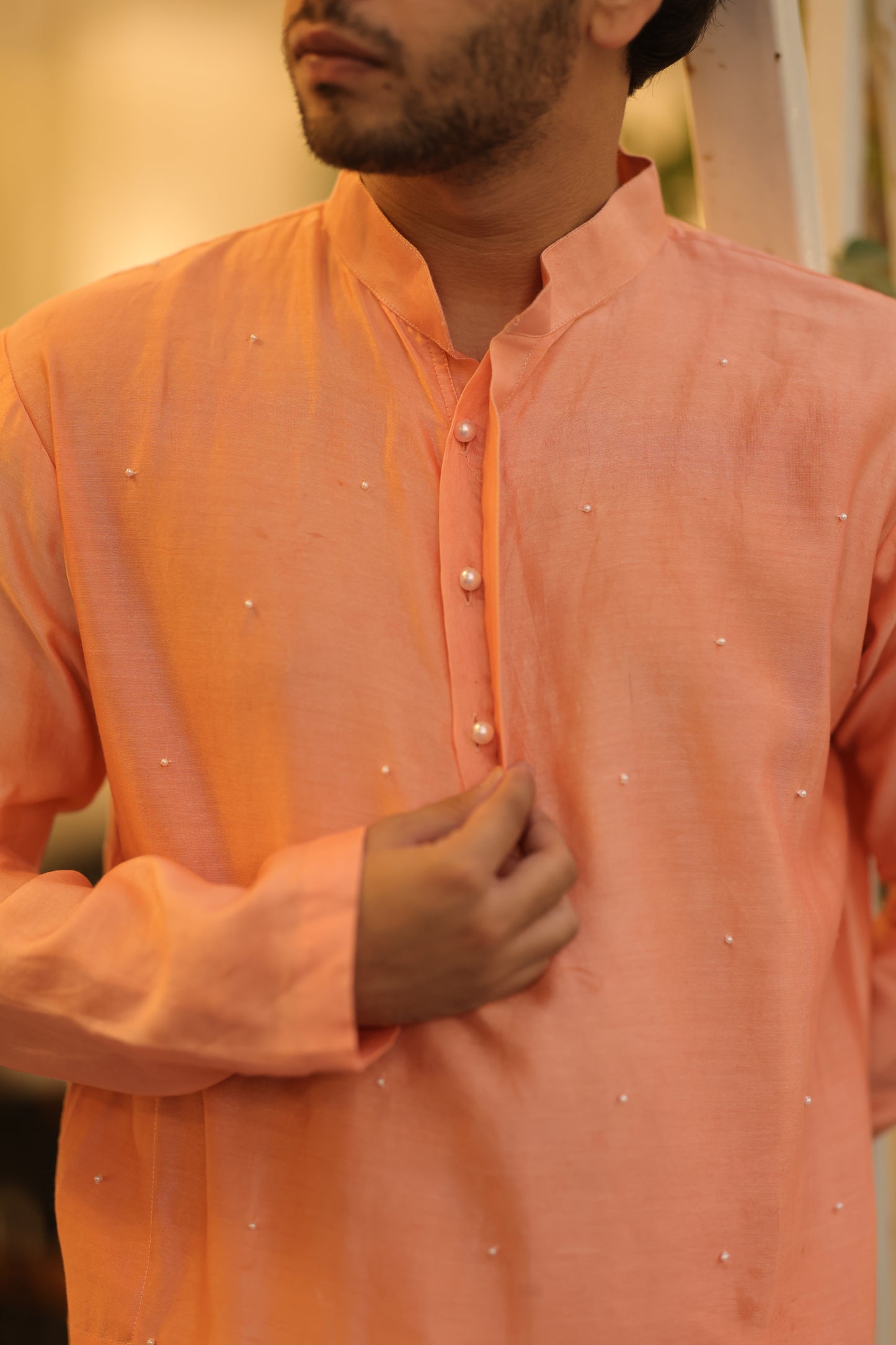 Peach Lotus Kurta
