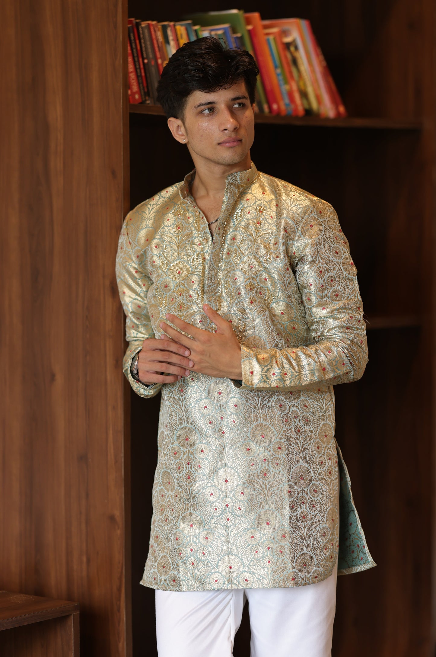Banarsi Baithak Short Blue Kurta