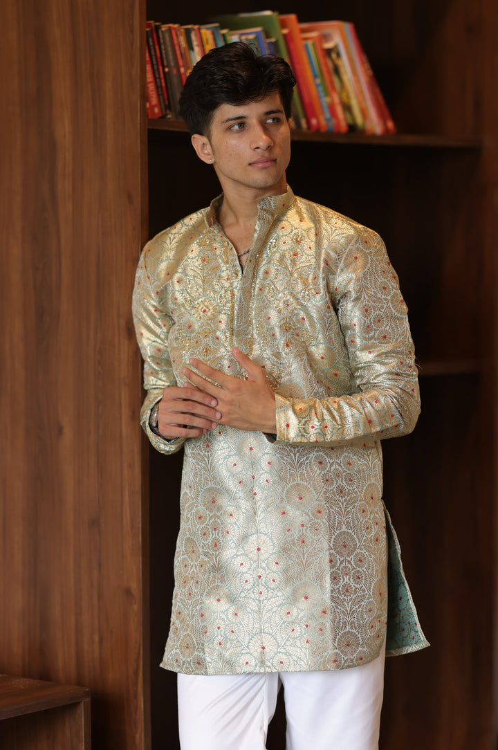 Banarsi Baithak Short Blue Kurta