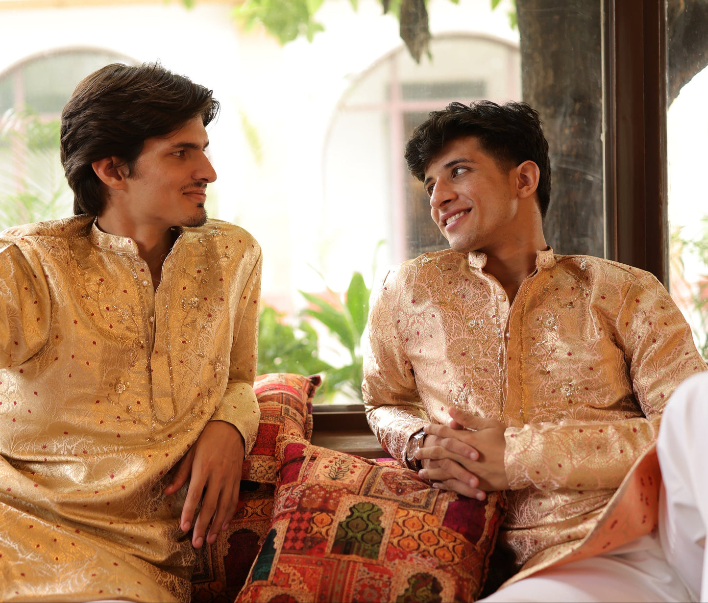 Banarsi Baithak Short Peach Kurta
