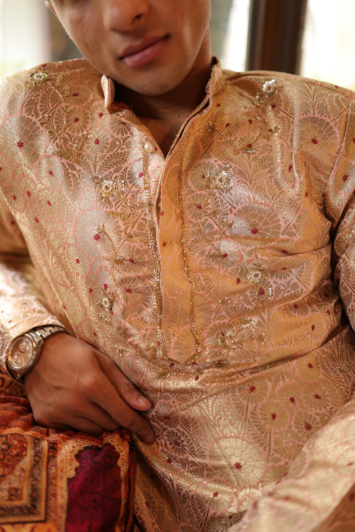 Banarsi Baithak Short Peach Kurta