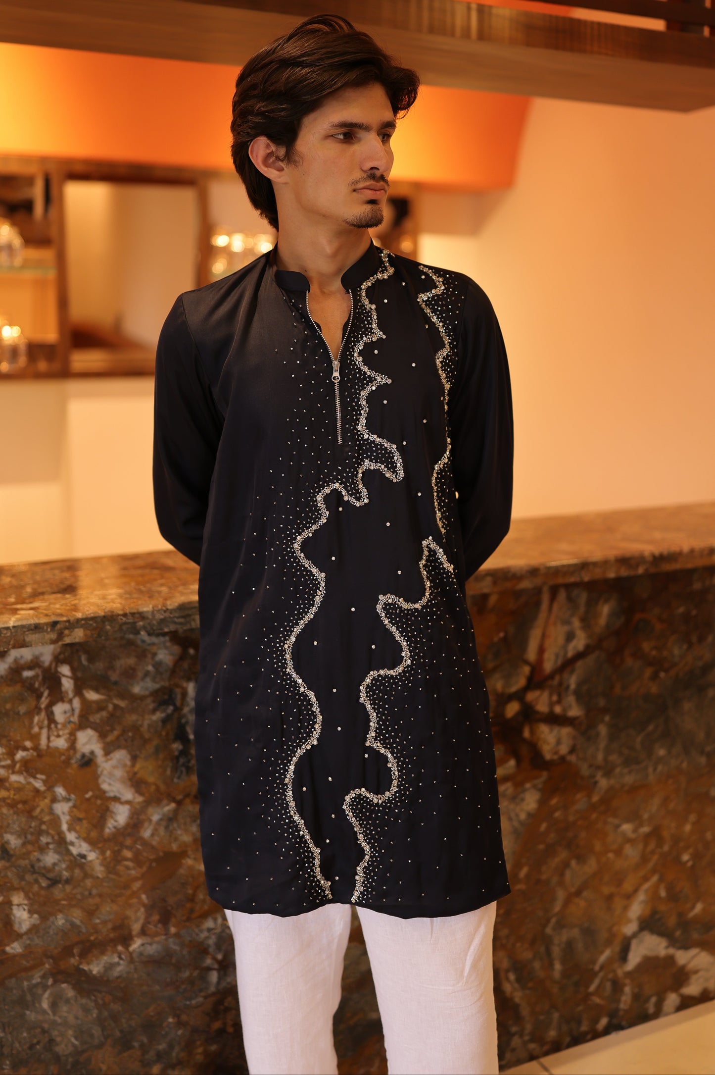 Midnight Blue Swaroski Kurta