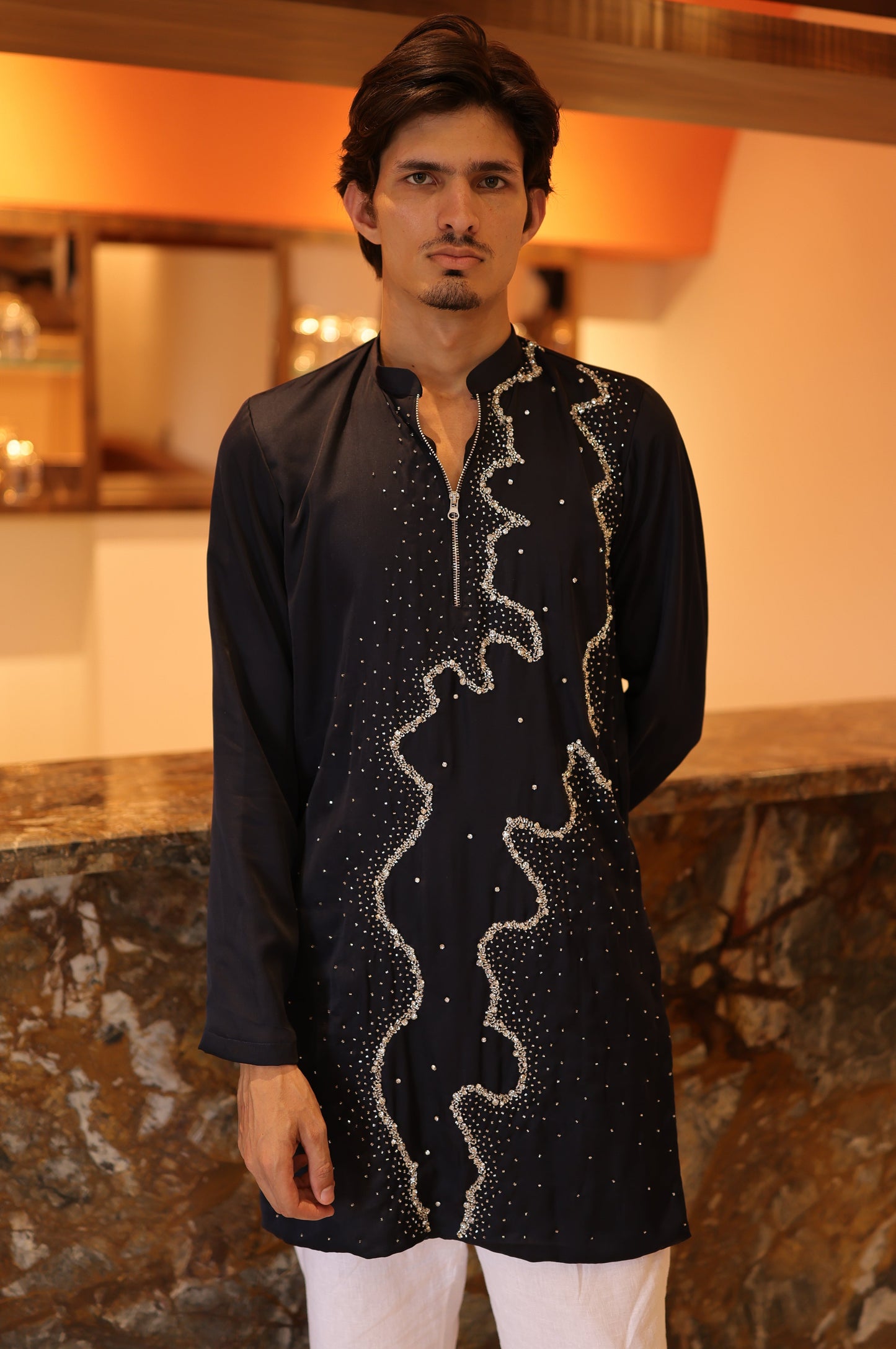 Midnight Blue Swaroski Kurta