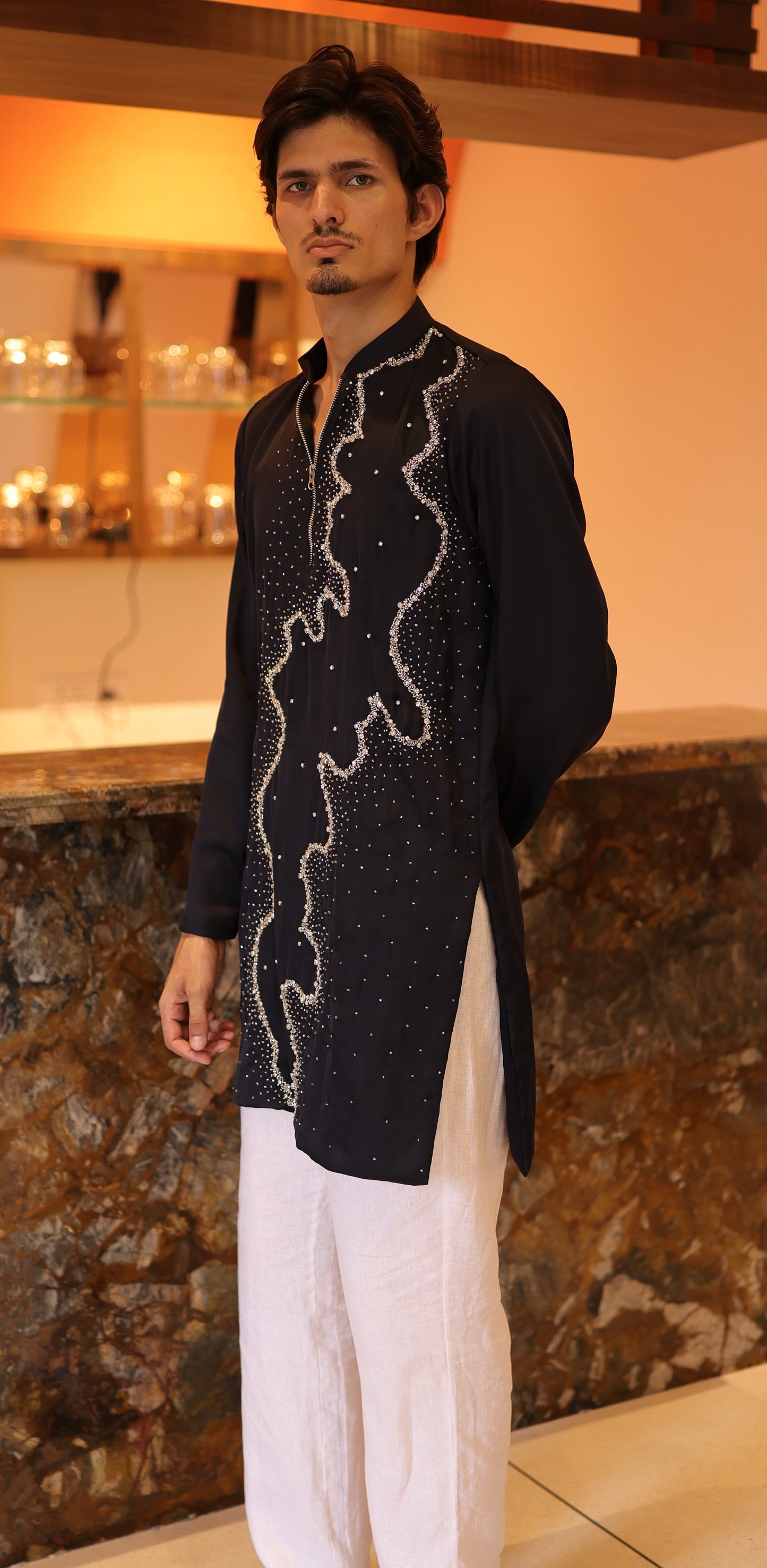 Midnight Blue Swaroski Kurta
