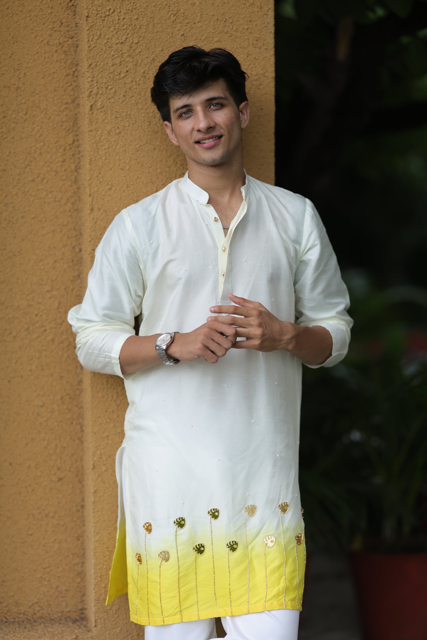 Nimbu Ombre Leaf Kurta