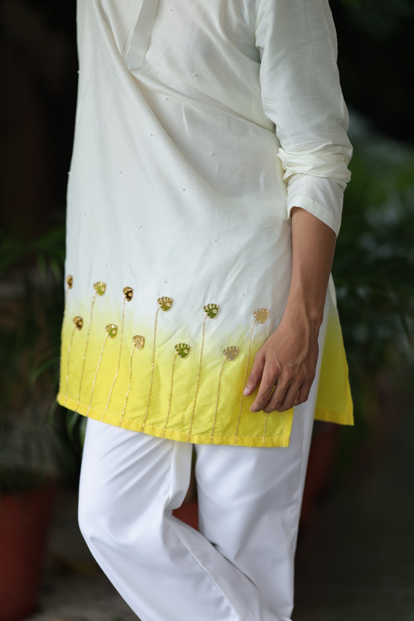 Nimbu Ombre Leaf Kurta
