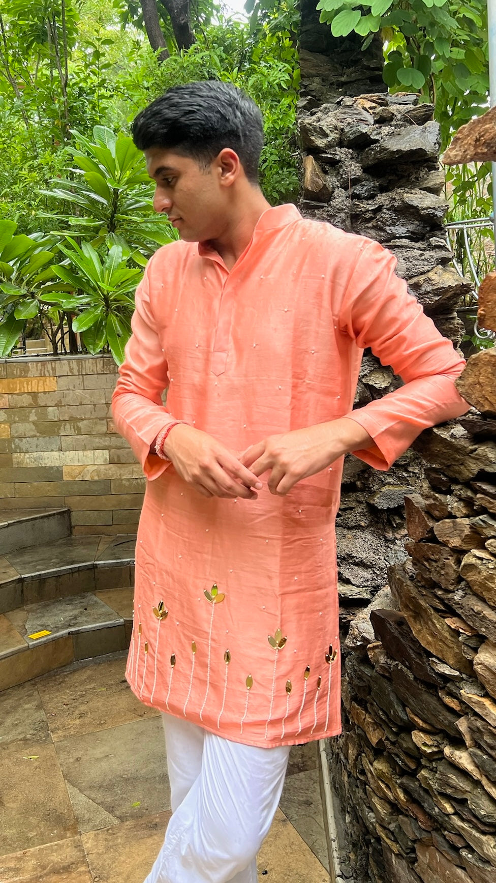 Peach Lotus Kurta