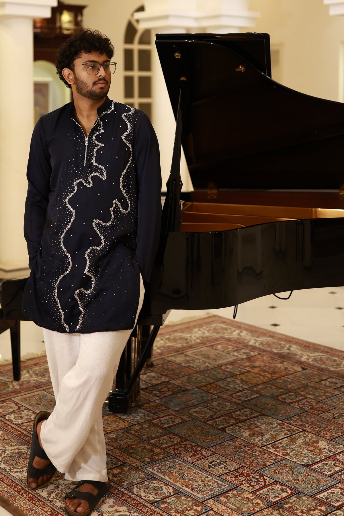 Midnight Blue Swaroski Kurta