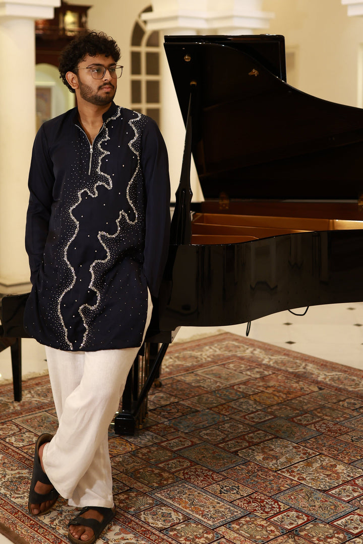 Midnight Blue Swaroski Kurta