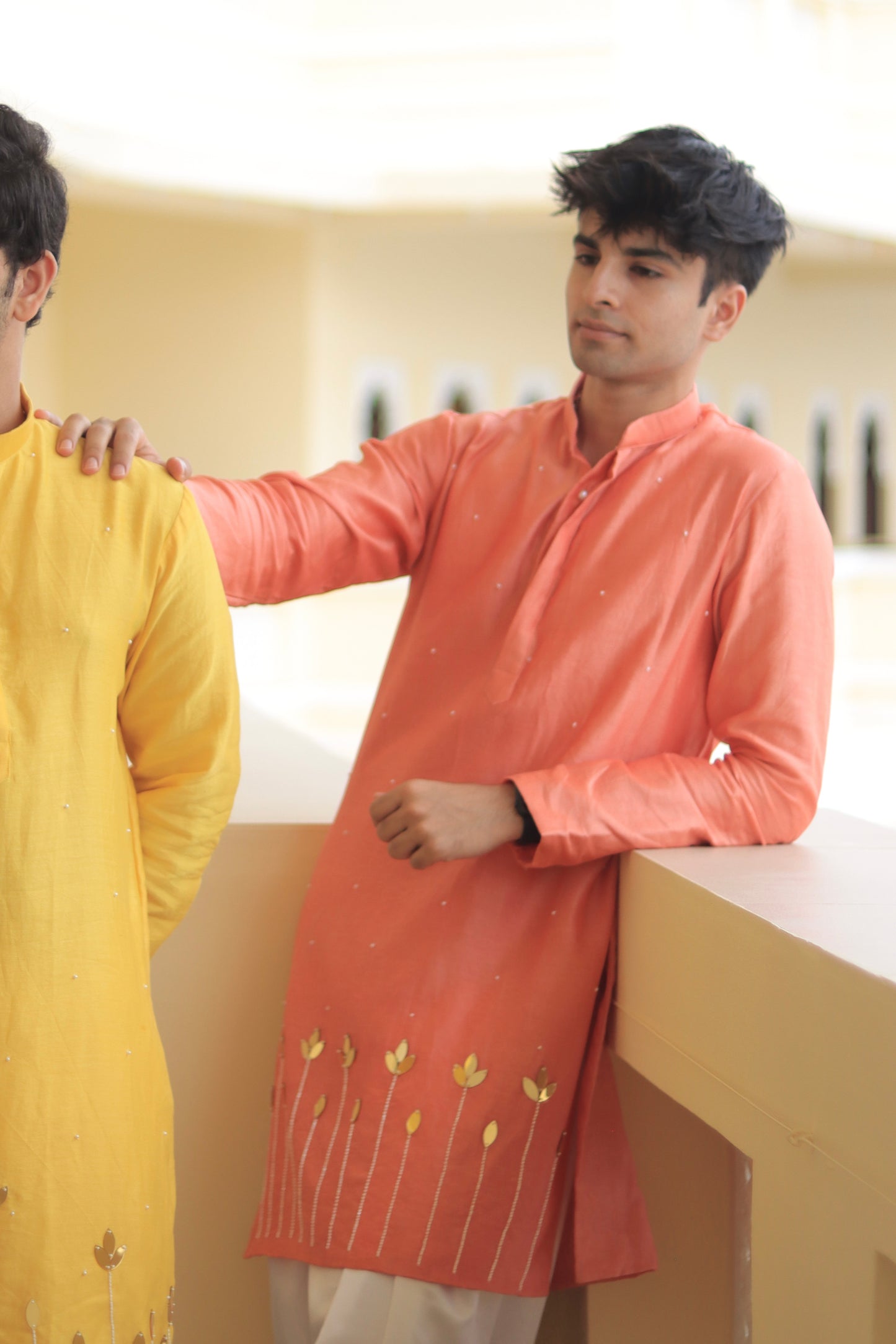 Peach Lotus Kurta