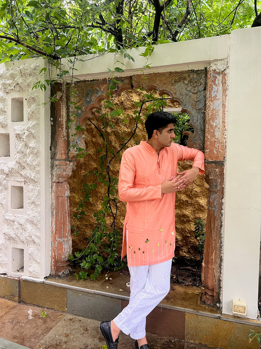Peach Lotus Kurta