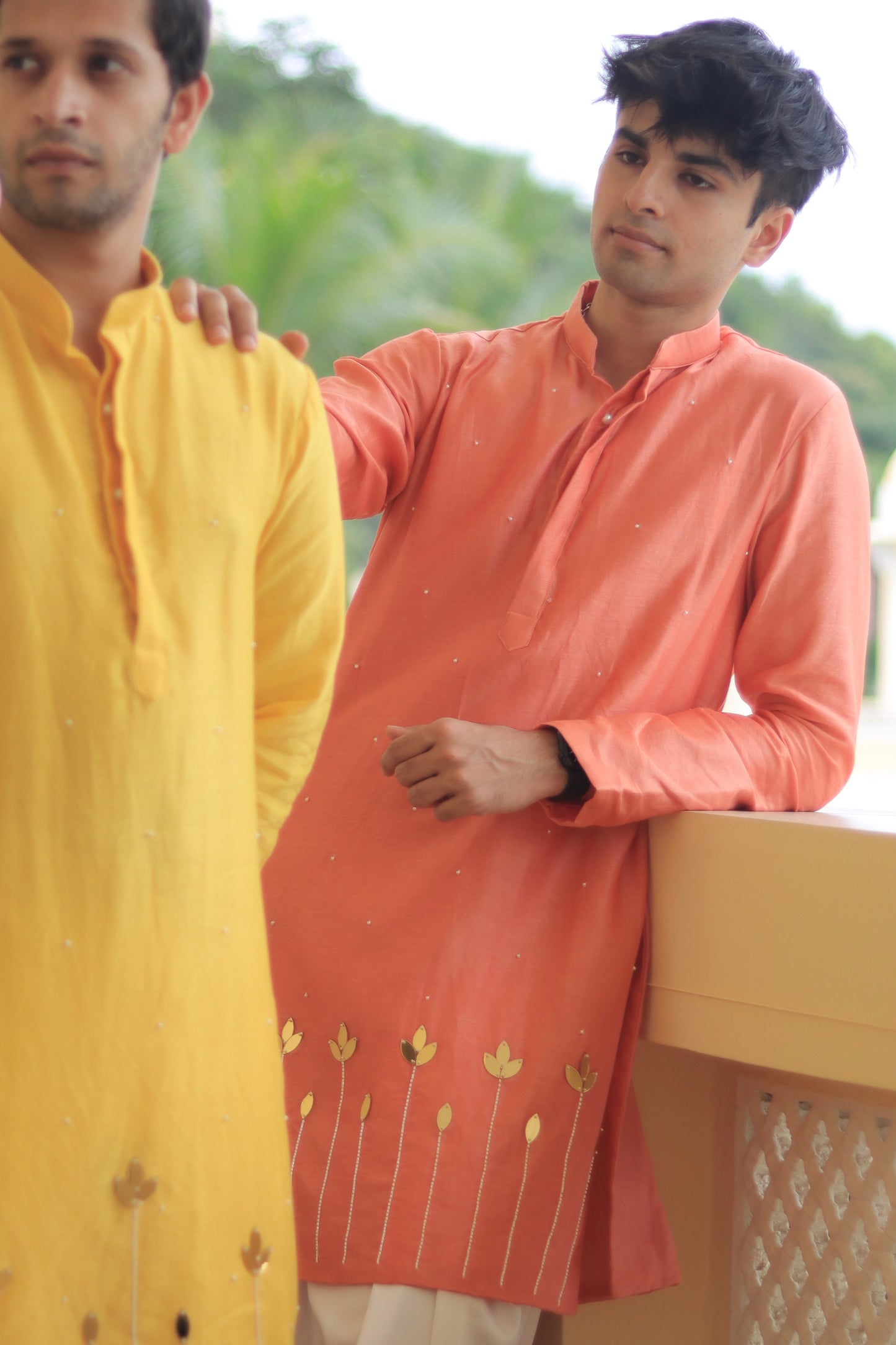 Peach Lotus Kurta